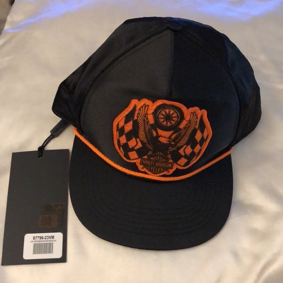 Harley Davidson 120th Anniversary Men’s Racing Flag Eagle SnapBack Hat OS NWT - Picture 2 of 16